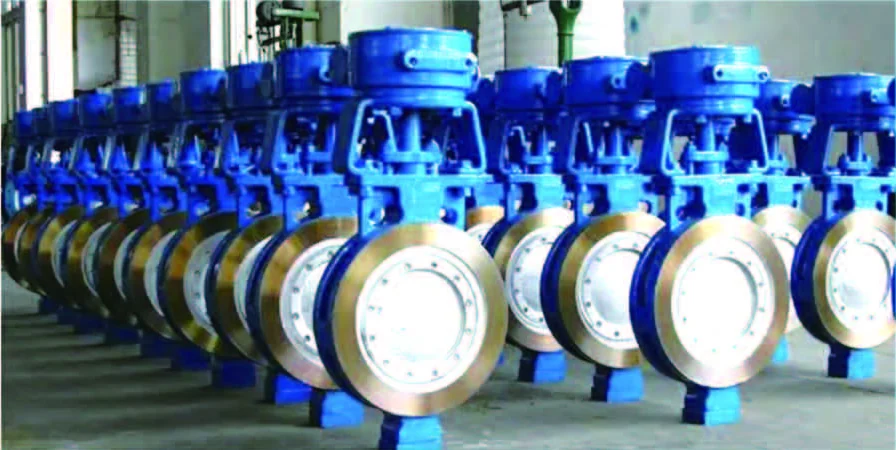 Rows of butterfly valves shown in Ansheng's product catalogue